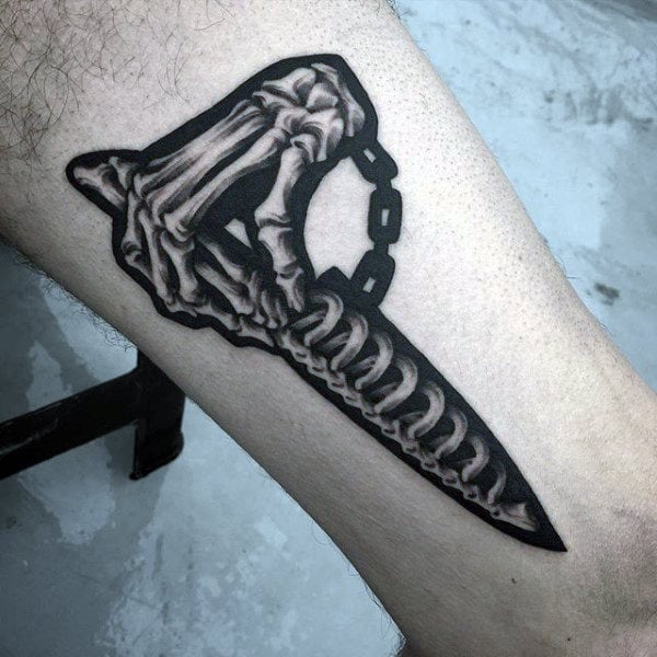 tatuaje hueso esqueleto mano 77